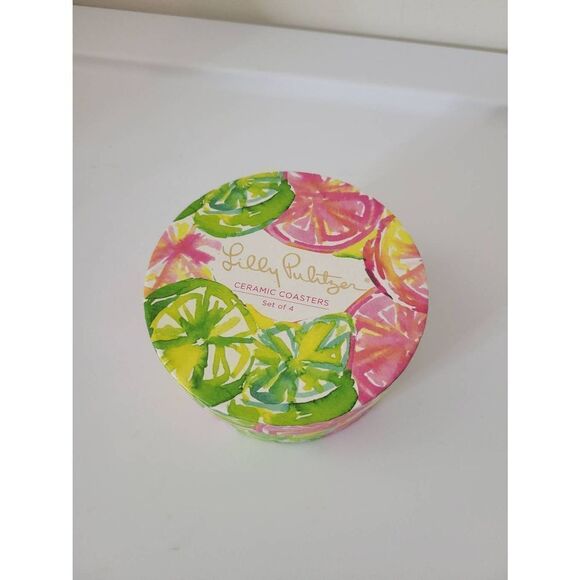 NEW LILLY PULITZER CERAMIC COASTERS SET OF 4 - Picture 1 of 7